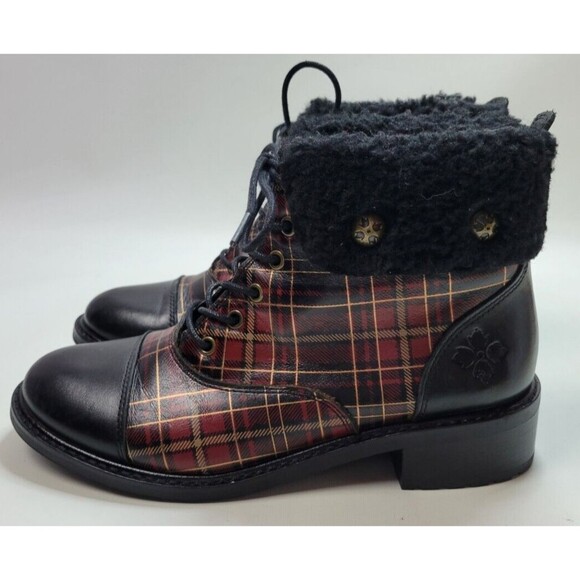 Patricia Nash Lia 2 Tartan Plaid Leather Ankle Boots‎ Sz 7 M - Picture 7 of 13